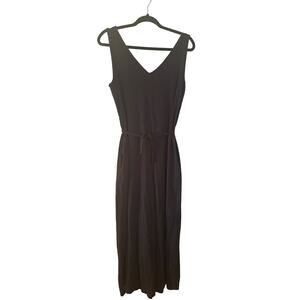Any Body Black Jumpsuit Pull On Wide Short Leg Tie Waist Super Soft Womans M